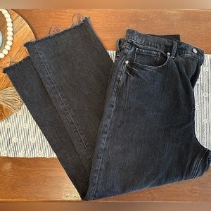 Loft high rise wide leg distressed black denim jeans!